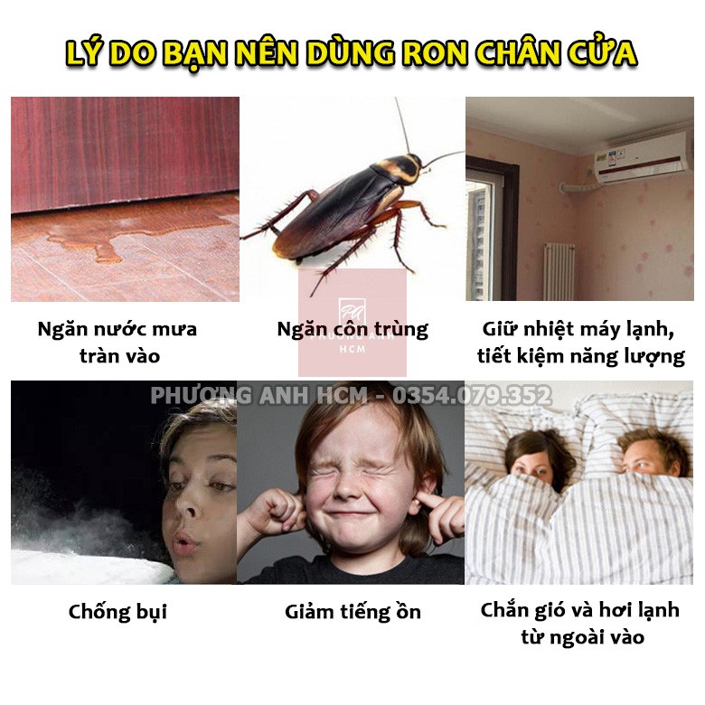 Ron  Cao Su Dán Khe Hở Chân Cửa 3M - Chống Bụi, Chống Nước, Giảm Tiếng Ồn, Ngăn Côn Trùng