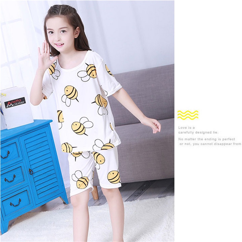 Set Đồ Bộ Ngắn Tay In Hình Mèo Hello Kitty Dễ Thương Dành Cho Các Bé