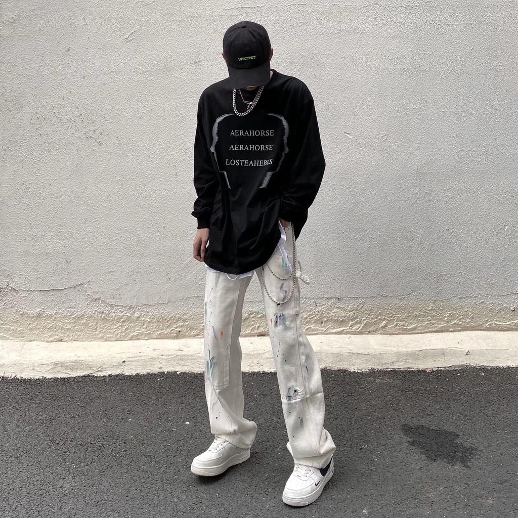 Quần Dài Dây cổ điển trang Dáng Rộng Phong Cách Hip hop Thời Trang Chất Lượng Cao Cho Nam Và Nữ quần tây thường Hàn Quốc quần bò ống rộng simple quần baggy nam fashion skinny jean nam
