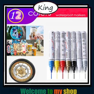 Bộ 12 màu cho bút đánh dấu acrylic đầu siêu mịn cho xe hơi/đá/ tranh/gốm/thủy tinh/vải.