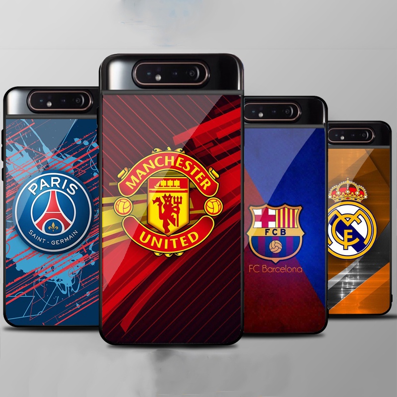 Ốp Lưng SAMSUNG GALAXY A80 mặt kính cường lực cao cấp In hình Câu Lạc Bộ Bóng Đá