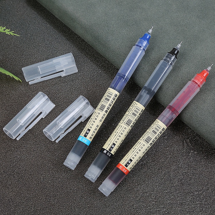 Bút bi nước khô nhanh Deli mực muji - 0.38mm - viết thư pháp -Ống bút liền mực gel nước - Mực Đen/ Đỏ/ Xanh ROSE196
