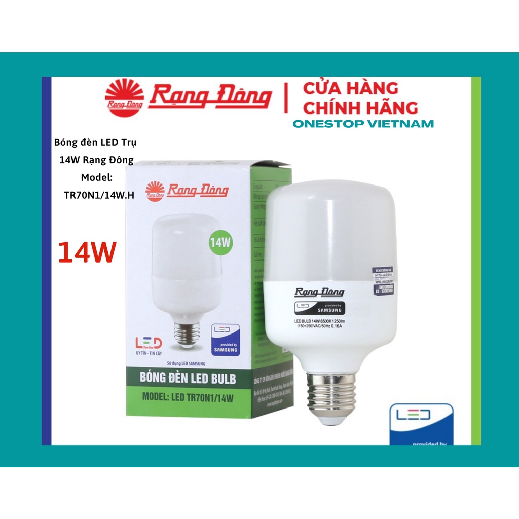 Bóng đèn LED BULB Trụ 14W Rạng Đông - TR70N1/14W.H