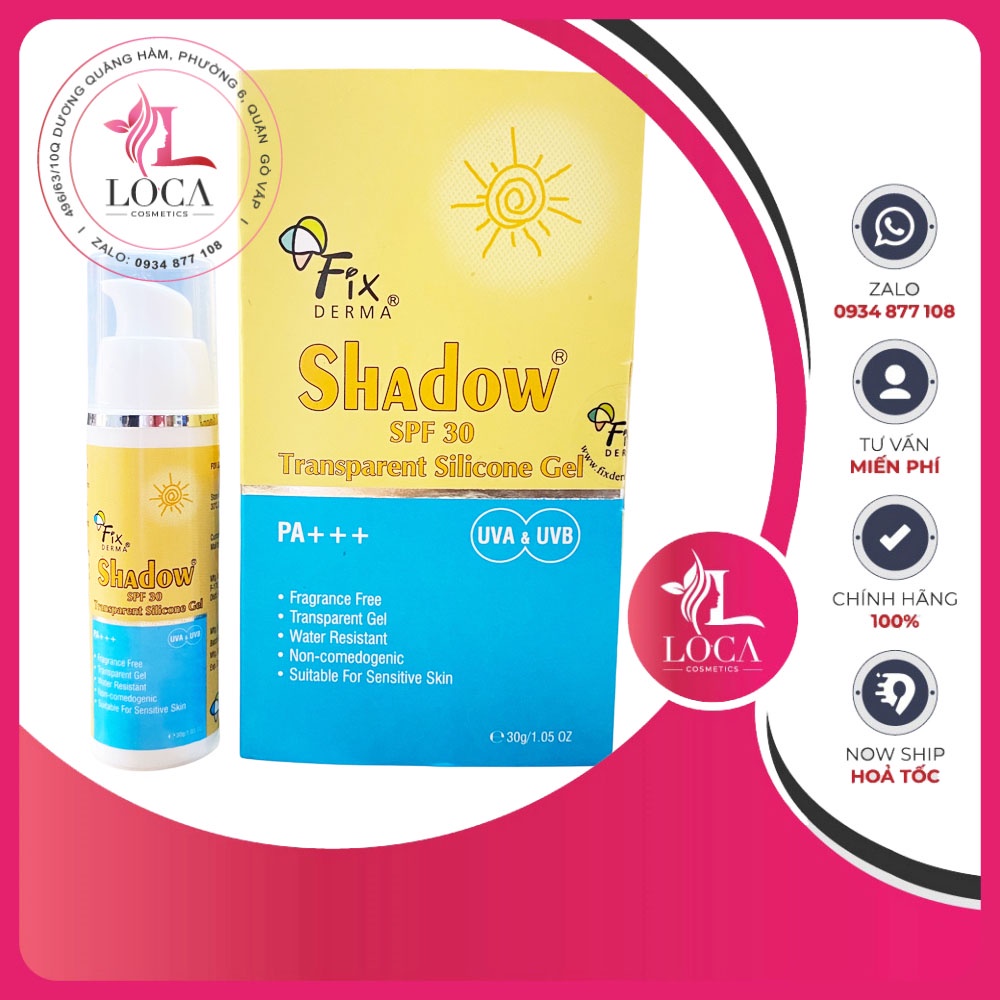 [SẴN] Chống Nắng Fixderma Shadow SPF 30 Transparent Silicone Trong suốt không nâng tone