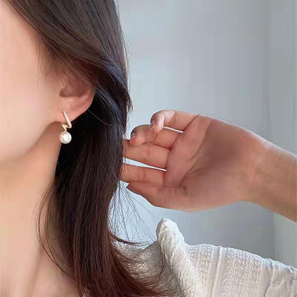 QQMALL Bông Tai Mạ Bạc Lấp Lánh Thanh Lịch Thời Trang Phong Cách Hàn Quốc Cho Nữ