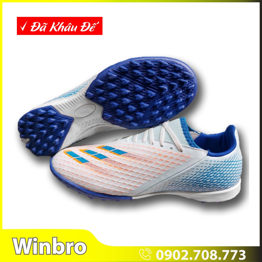 Giày Đá Bóng Winbro Cổ Thun X20 - Giày Đá Banh Siêu Bền Màu Trắng Xanh Dương 2021