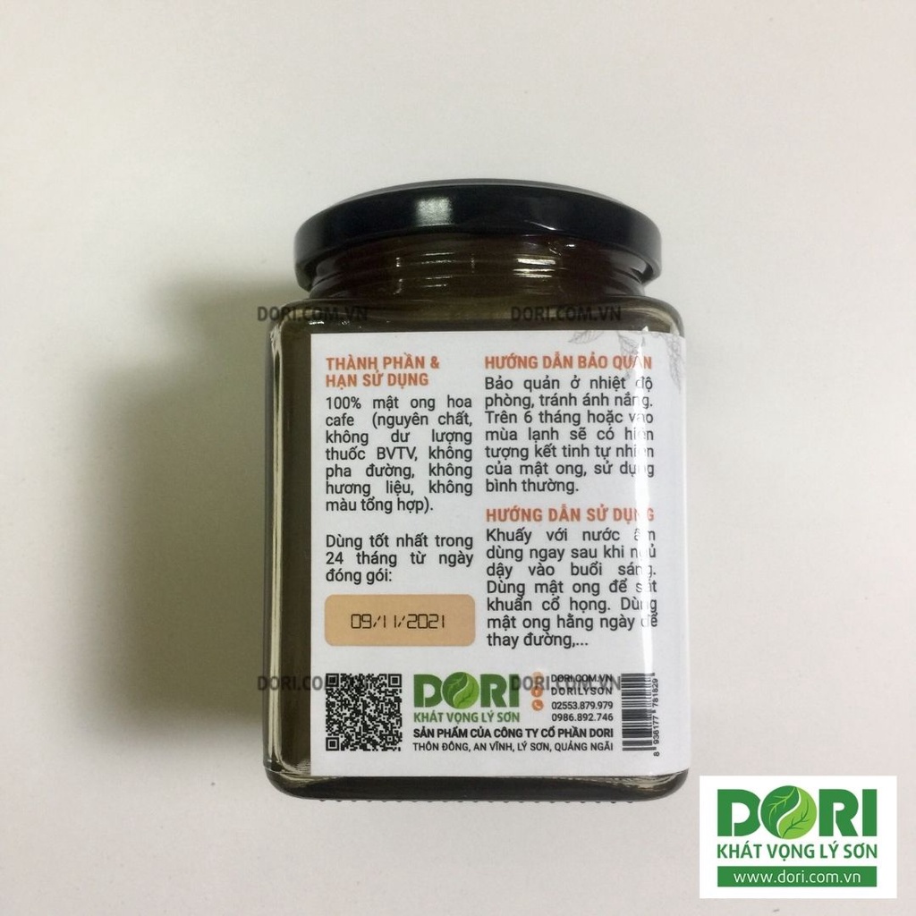 [MUA 2 TẶNG 1 CHỈ 24-25/11]Mật ong cafe nguyên chất – Dori Food - 465g -265g - Chuẩn xuất khẩu Không pha đường Khôn