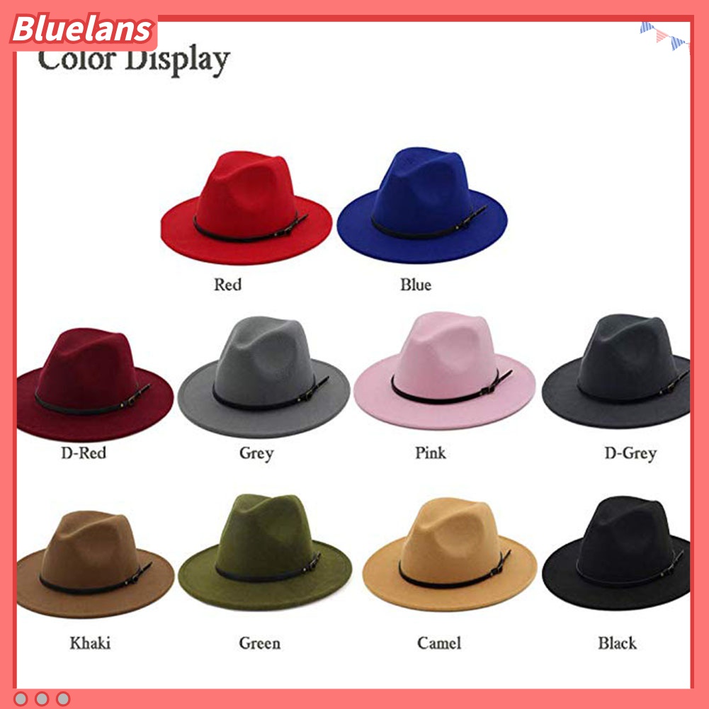 Nón Fedora Rộng Vành Thoáng Khí Màu Trơn Thời Trang Đường Phố 48h Cho Nữ