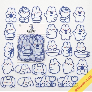 Bộ Sticker hình Gấu Béo - Thỏ dễ thương dán sổ, nhán dãn trang trí laptop, điện thoại