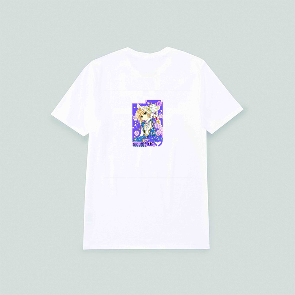 Áo thun phông trắng in hình Cardcaptor Sakura Thủ Lĩnh Thẻ Bài Sailor Moon Thủy Thủ Mặt Trăng anime chibi thời trang