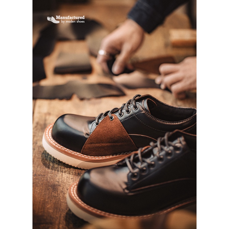 Giày da MADEN cổ thấp phong cách Anh Quốc retro trẻ trung thời trang mùa hè 2022 dành cho nam