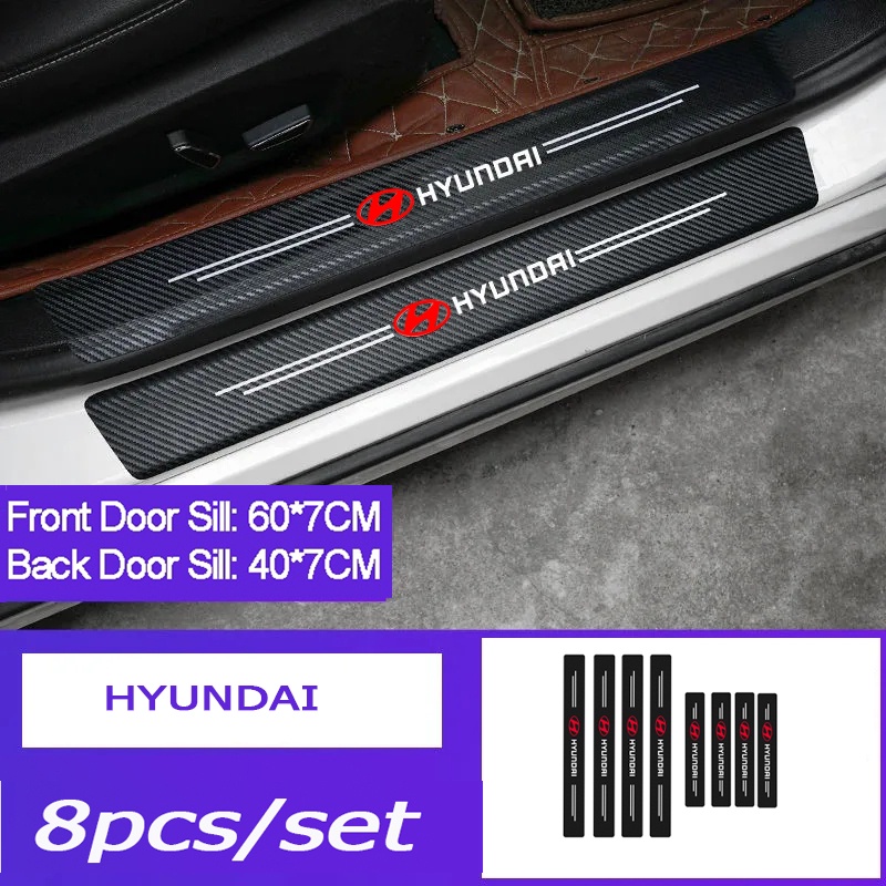 1 Bộ Sticker Dán Cửa Xe Hơi Hyundai Accent I10 i20 Elantra Sonata IX35 Tucson Bằng Sợi Carbon