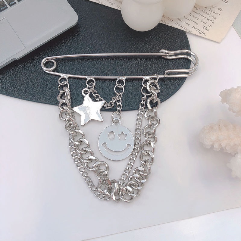 IF ME Trâm Cài Áo Hình Ngôi Sao Mặt Cười Đơn Giản Phong Cách Vintage