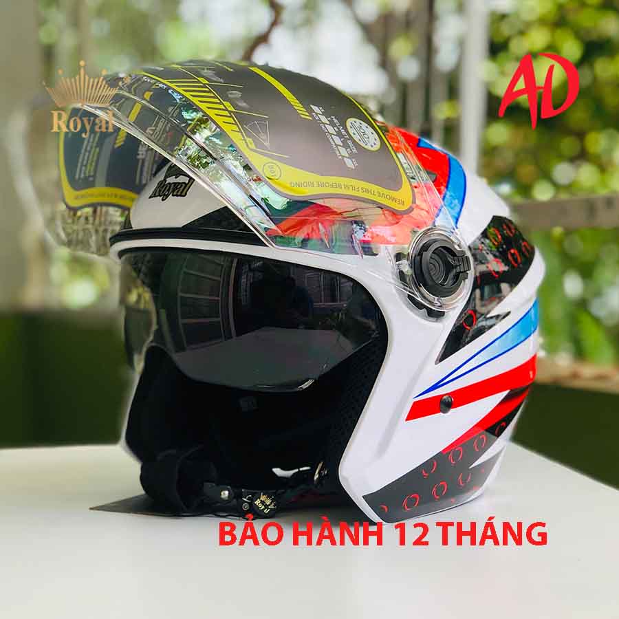 Mũ bảo hiểm 3/4 Royal M268 có 2 kính chính hãng Dragon boy, freeship toàn quốc