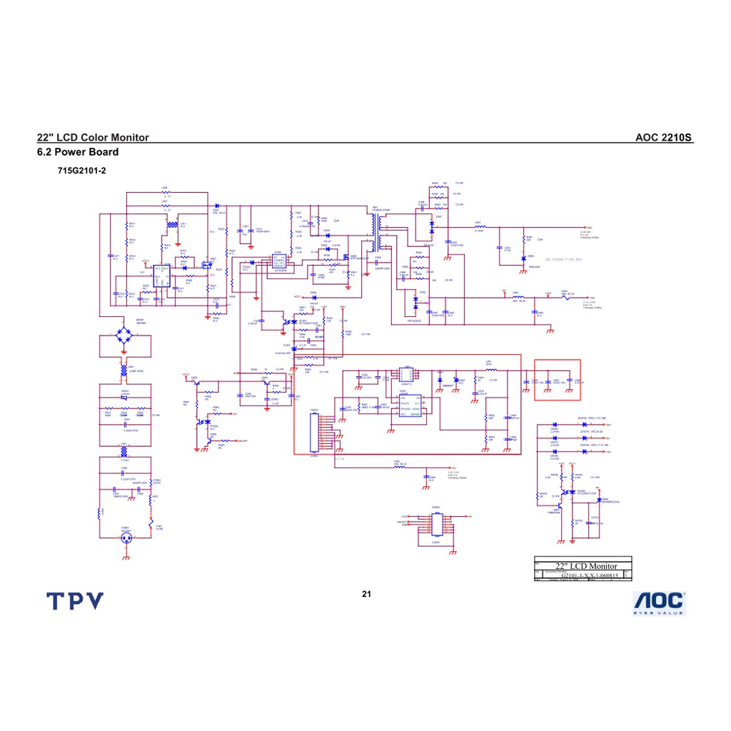 Hướng dẫn sửa chữa và sơ đồ màn AOC 2210S