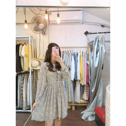 Váy đầm hoa nhí babydoll tiểu thư cực xinh chất voan mềm 2 lớp VLT18