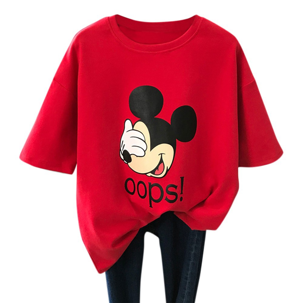 Áo thun tay ngắn in họa tiết chuột Mickey phong cách Hàn Quốc thời trang