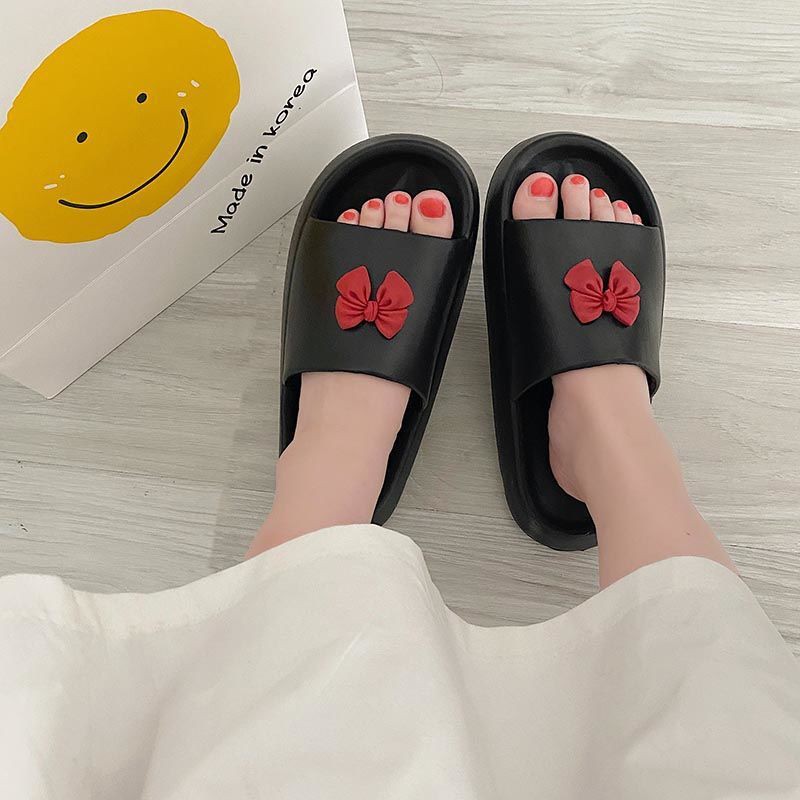 Dép Quai Ngang Chống Trượt Đính Nơ Dễ Thương Cho Nữ
