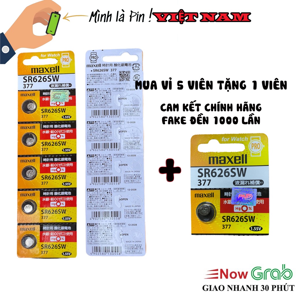 Pin Maxell SR626SW /SR621SW /SR521SW / SR616SW / SR516SW /SR721SW / SR920SW thay pin đồng hồ đeo tay
