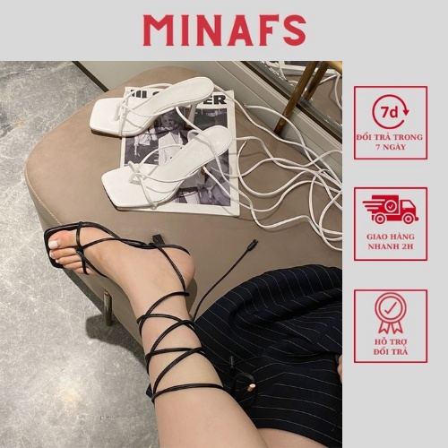 Giày Sandal Buộc Dây MINAFS Guốc Nhọn Đan Mảnh Cột Cao Chiến Binh Gót Và thumbnail