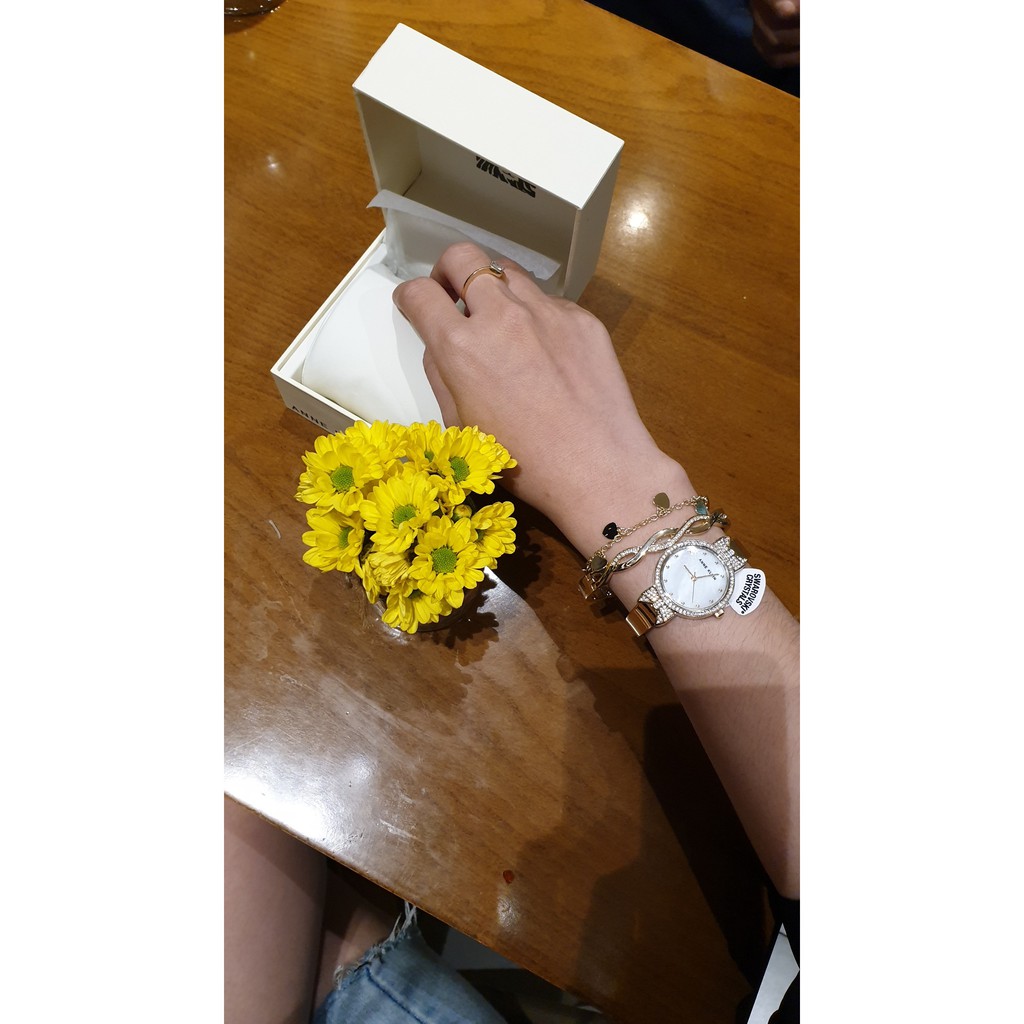 [SĂN SALE] Đồng Hồ Nữ ANNE KLEIN Mother of Pearl Quartz Ladies Rose Gold tone Watch Set