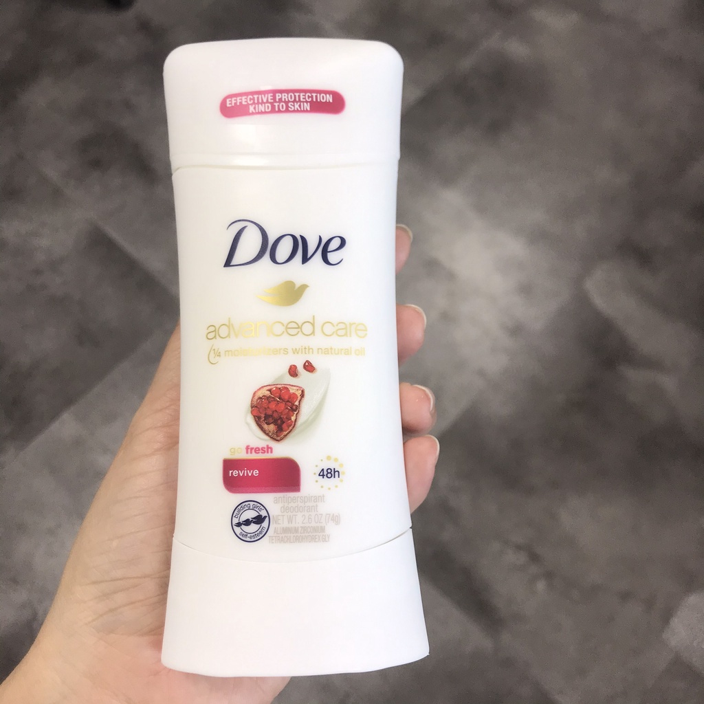 Chai Lăn Nách Dove Advanced Care Revive 48h Anti-Perspirant 74g Mỹ (Hương Lựu/ Dưa Leo )/ Lăn khử mùi Dove Lựu