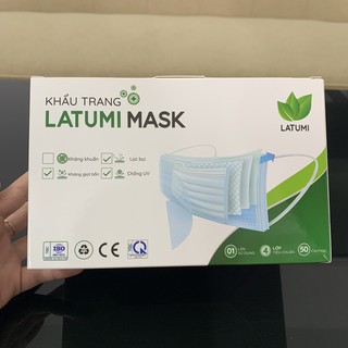 Khẩu Trang 4 lớp  ⚜️LATUMI⚜️ Khẩu Trang Y Tế  50 Chiếc Khẩu Trang Dày Dặn Kháng Khuẩn 99%