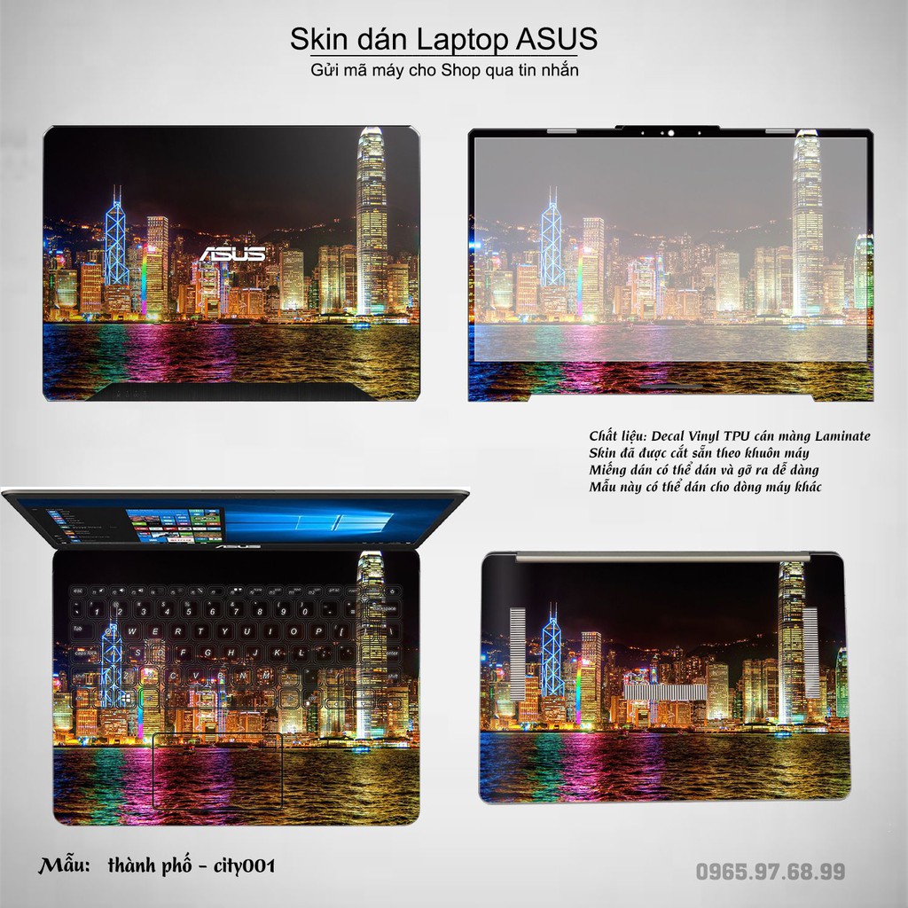 Skin dán Laptop Asus in hình thành phố (inbox mã máy cho Shop)