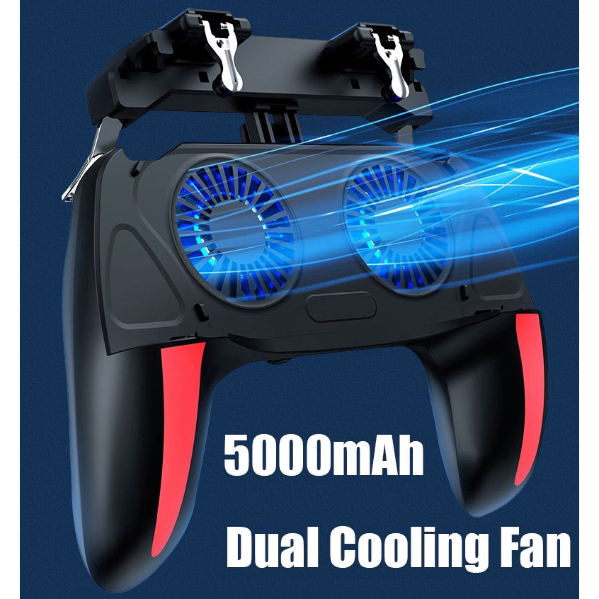 H10 Mobile phone Gamepad Pubg Controller Double Cooling Fan 5000 mAh Powerbank for Android iphone Joystick Game Pad