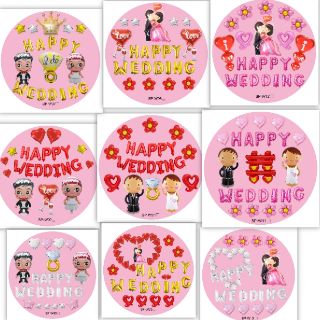 (không kèm bơm keo ) Set bóng cưới happy wedding