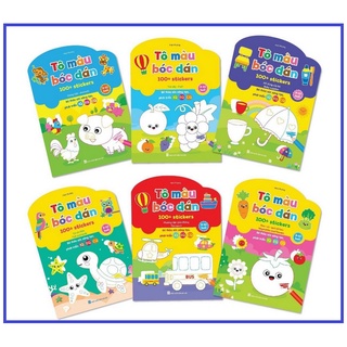 Combo 6 quyen Tô màu bóc dán 100+ stickers