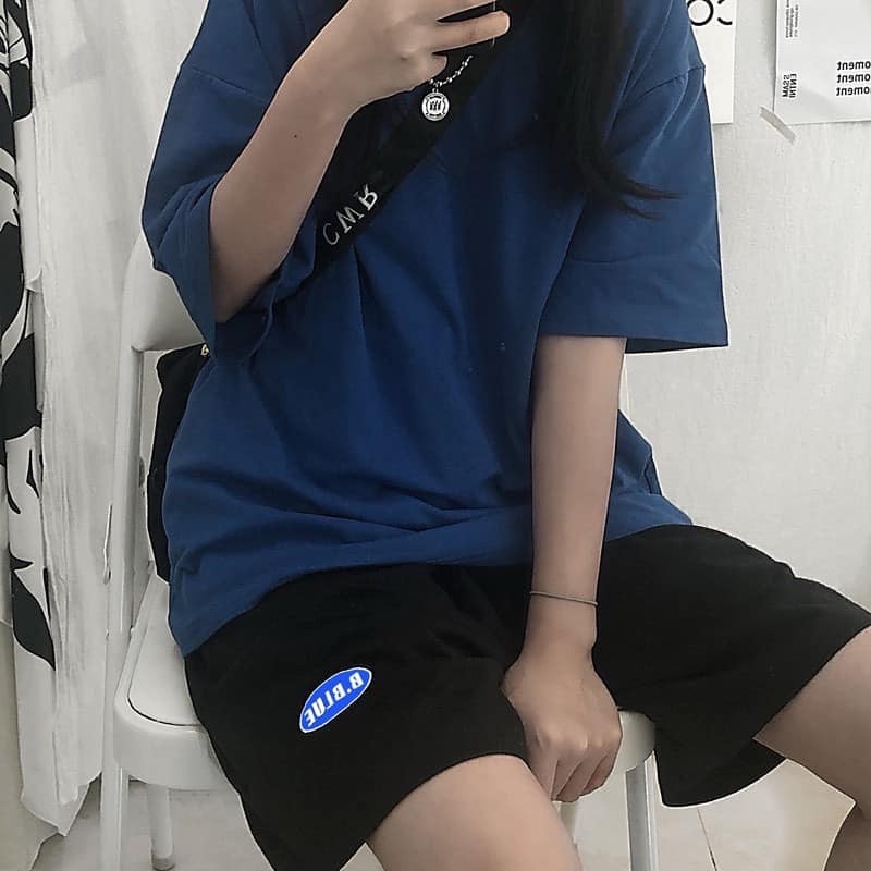 Set bộ đùi xanh coban quần logo