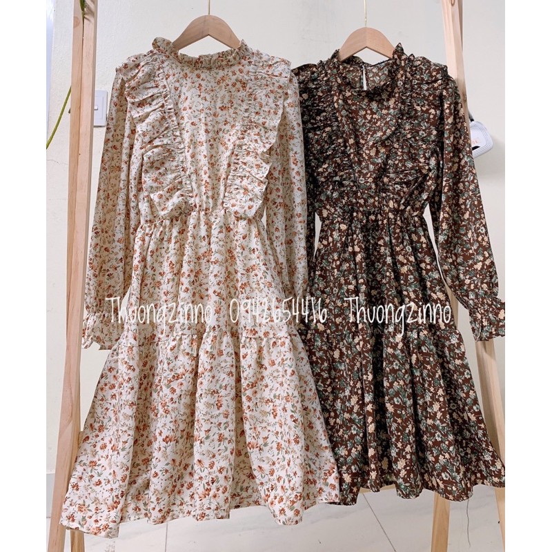 🌻🌻 Váy hoa liti vintage đẹp thanh lịch Đầm hoa dáng xoè🌻