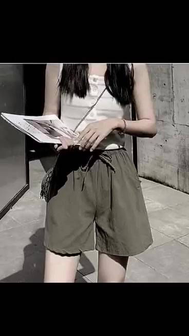 Quần đùi nữ mặc nhà  MADELA ống rộng cạp chun chất đũi Hàn | BigBuy360 - bigbuy360.vn