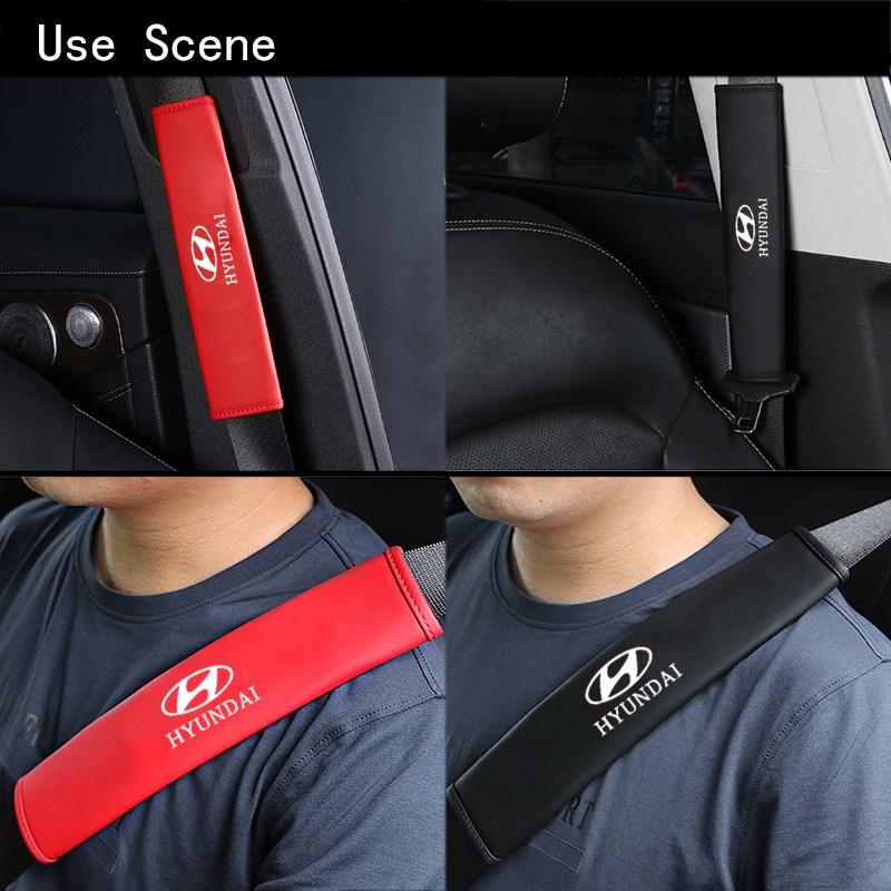 Đệm Bọc Dây Đai An Toàn Bằng Da Cho Hyundai I10 Getz Grand Starex Accent Elantra Atos Sonata Santa Fejet Tucson I40 Ioniqz Atster