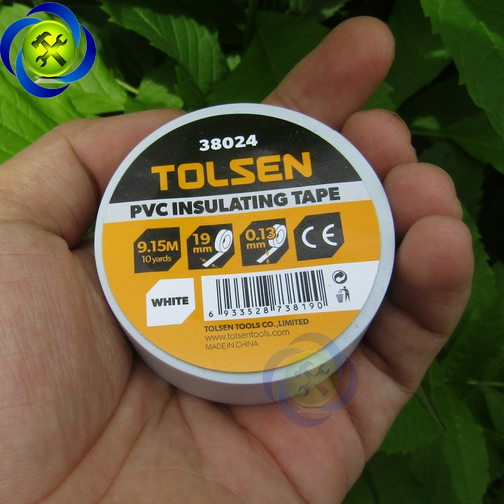 Băng keo điện trắng Tolsen 38024 dài 9.15M dày 0.13mm bảng 19mm