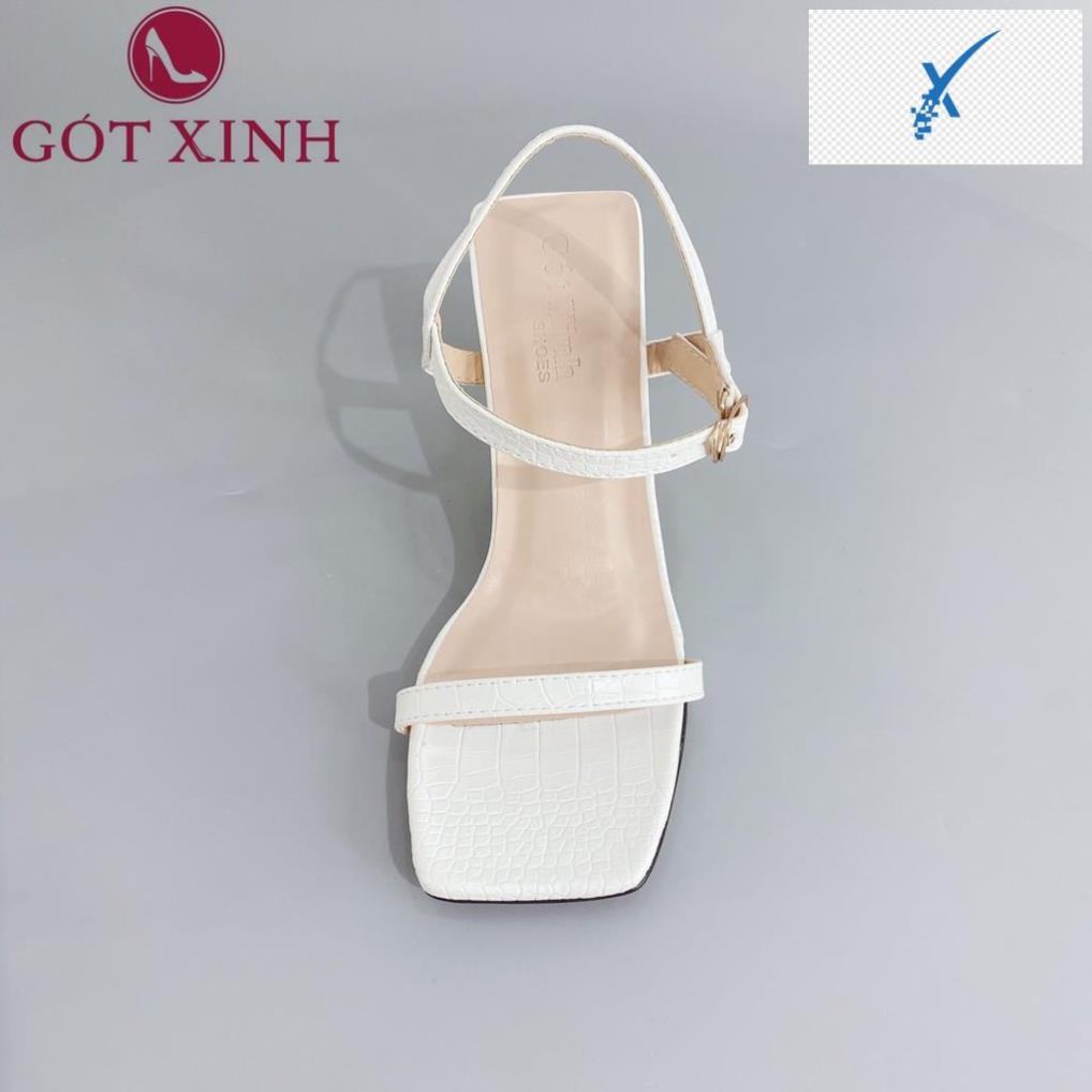 🖐️ Giày sandal cao gót nữ 5cm GÓT XINH GD15 quai ngang dập vân da rắn 🖐️
