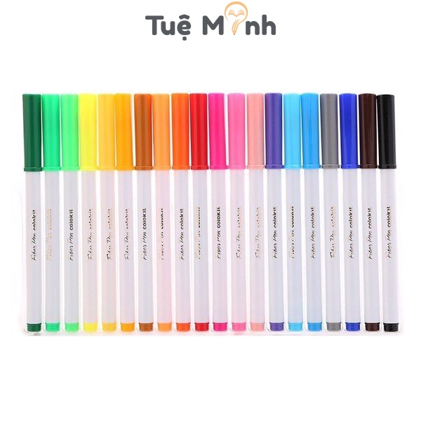 Bút lông màu Fiber Pen 20 màu Colokit FP-C03 bút viết Calligraphy ngòi nón nét thanh nét đậm, fiber Thiên Long