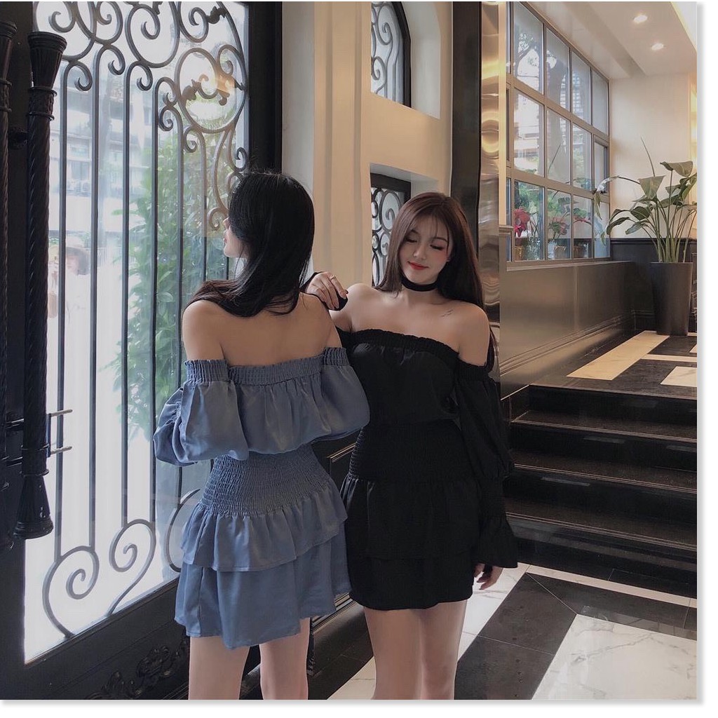 ĐẦM NỮ TRỄ VAI PHỐI NHÚN EO TÔN GIÁNG DỰ TIỆC SANG CHẢNH