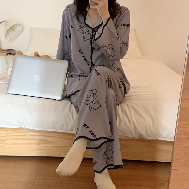 Bộ Đồ Ngủ Mỏng Tay Dài In Hình Gấu Violent Nhật Bản Thời Trang Xuân Thu 2022 La106