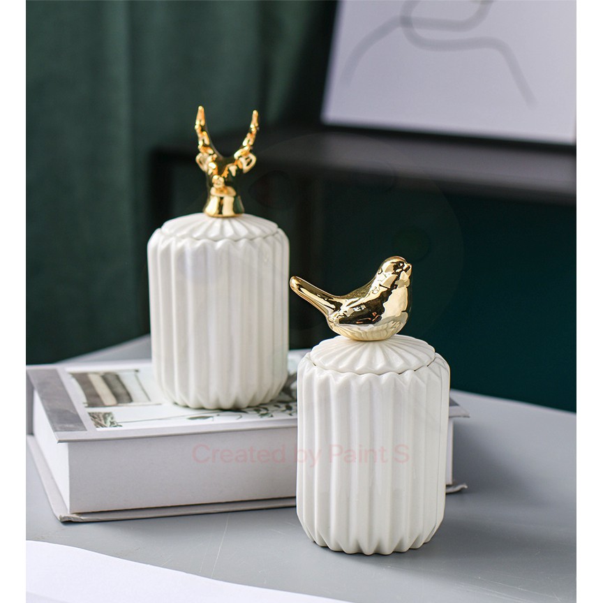 Hộp đựng tăm bông gốm sứ Decor12