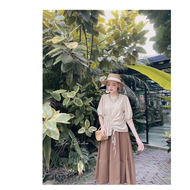 Set áo rút dây váy xoè hottrend( kèm hình thật )