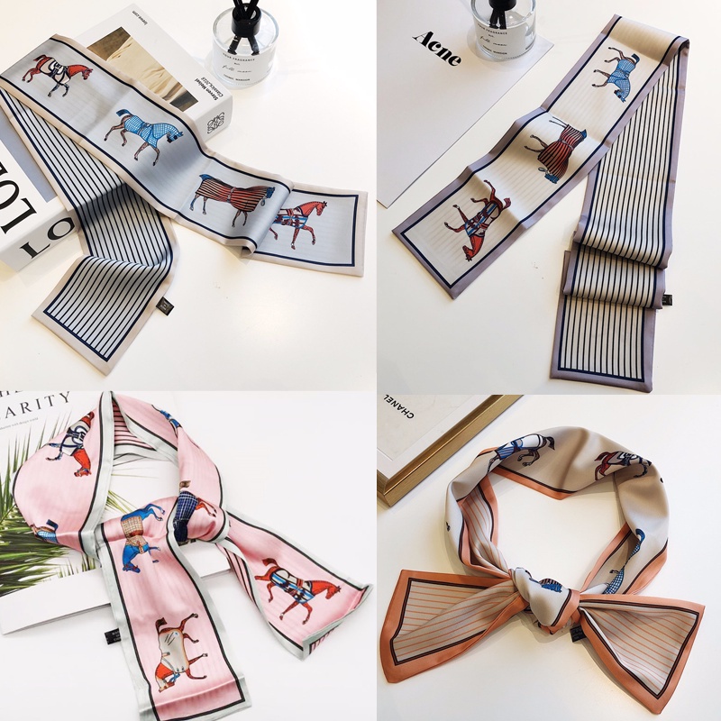 Chất Lượng Cao Khăn Quàng Cổ Nhỏ 9 * 98cm In Họa Tiết Trang Trí Mùa Xuân Hè Chính Hãng Có Khăn Quàng Cổ Và Túi Xách