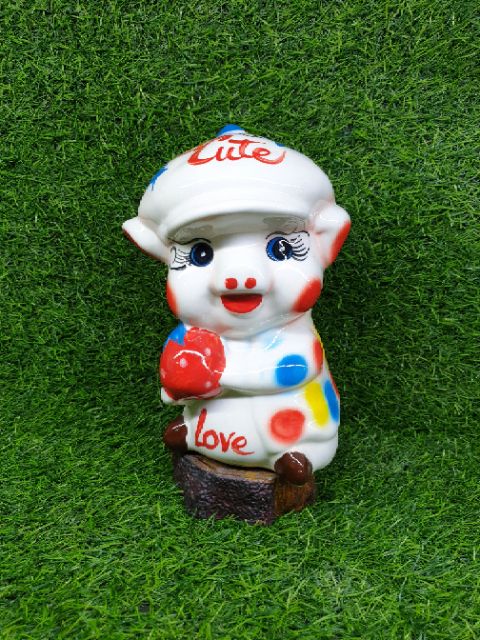 Heo đất, heo sứ, lợn đất tiết kiệm cỡ trung. Heo sứ tiết kiệm Bát tràng. Hàng  đẹp loại 1 sắc nét.