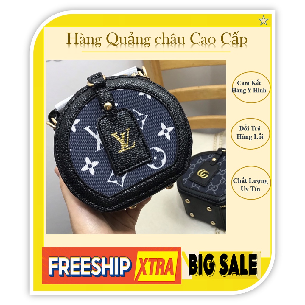Túi xách nữ Cốp tròn hoạ tiết GC & LV size 15, đường may chắc chắn tỉ mỉ lên form cứng cáp cực đẹp