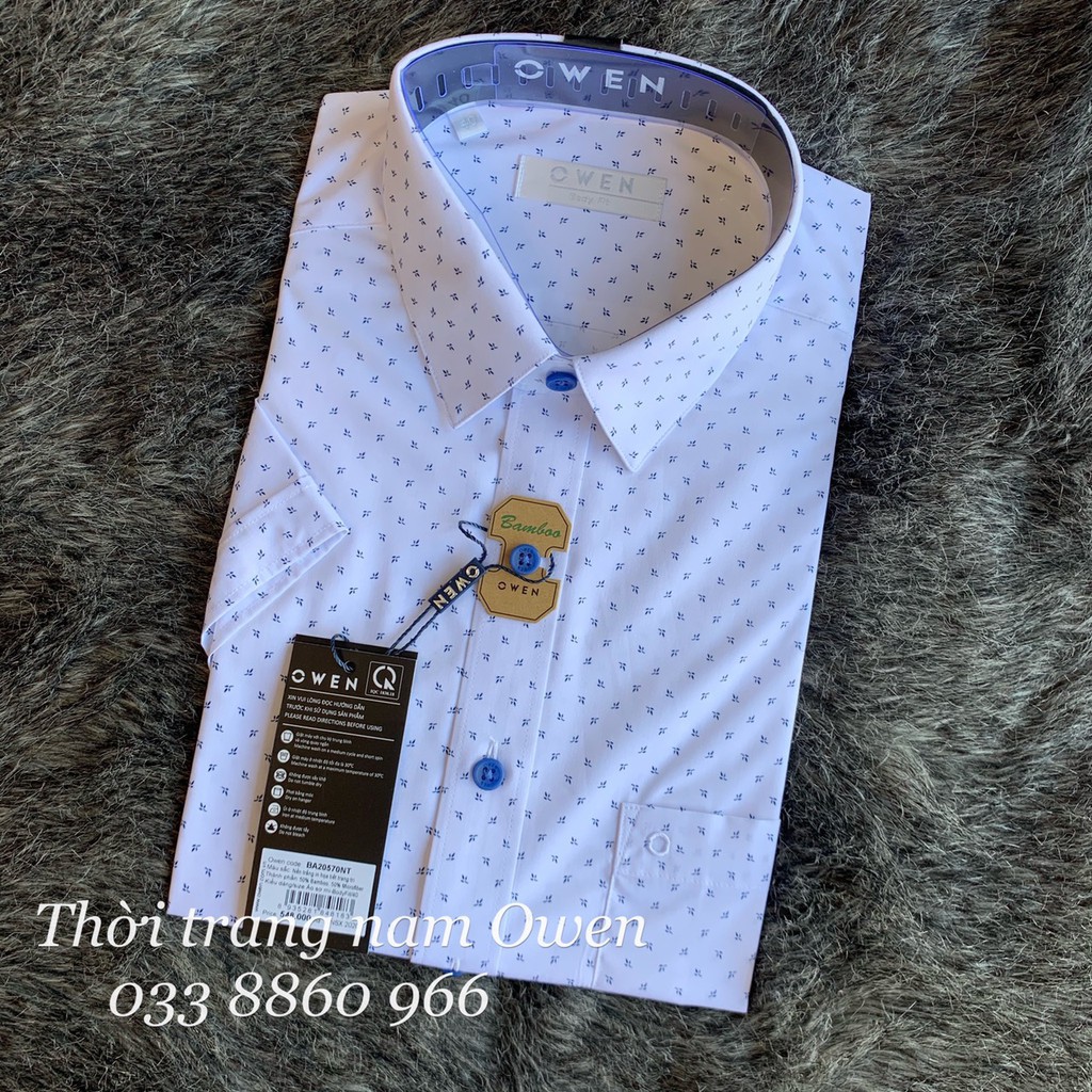 🍀 NEW 💯 . OWEN - Áo sơ mi ngắn tay Owen vải sợi tre 20570 - Áo sơ mi nam Cực Đẹp .1 . M08 : . . ' . 