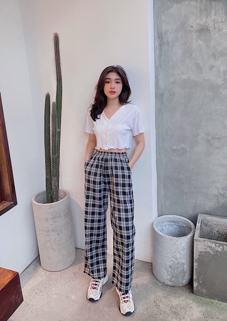 ÁO BEEN CROPTOP VÀ QUẦN CARO CULOTES from suông rộng