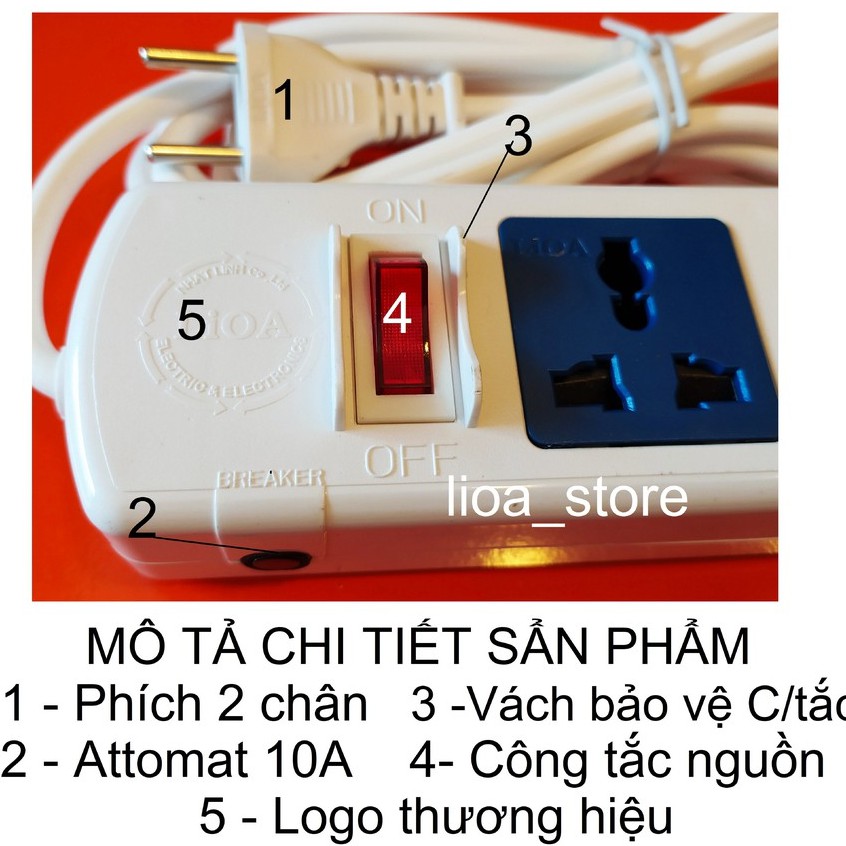 Ổ CẮM ĐIỆN LiOA 4 ĐA NĂNG CÓ DÂY TIẾP ĐẤT.