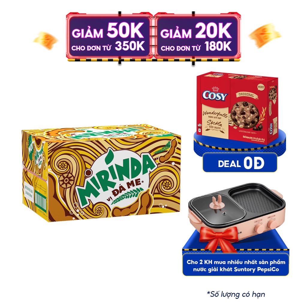 [Mã GRO1APR giảm 20K đơn 150K] Thùng 24 Chai Nước Giải Khát Mirinda Đá Me (390ml/Chai)