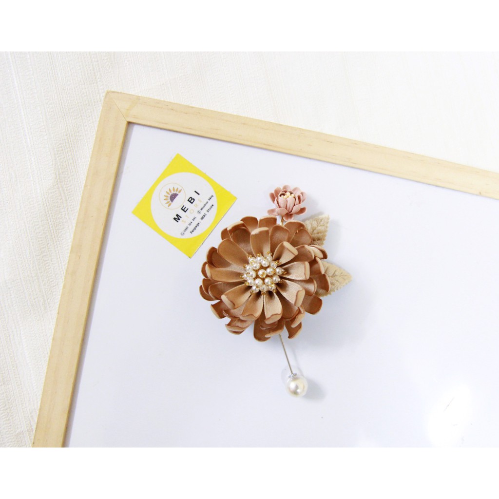 (ảnh thật 100%) Hoa cài áo handmade mẫu cúc ruy băng gấm 1 nụ